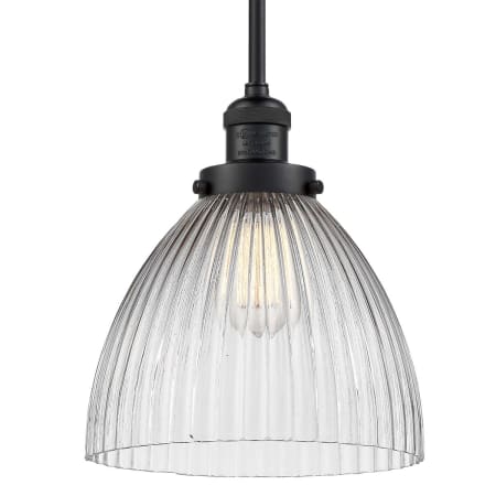 A large image of the Innovations Lighting 201S Seneca Falls Matte Black / Clear Halophane