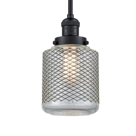 A large image of the Innovations Lighting 201S Stanton Matte Black / Vintage Wire Mesh