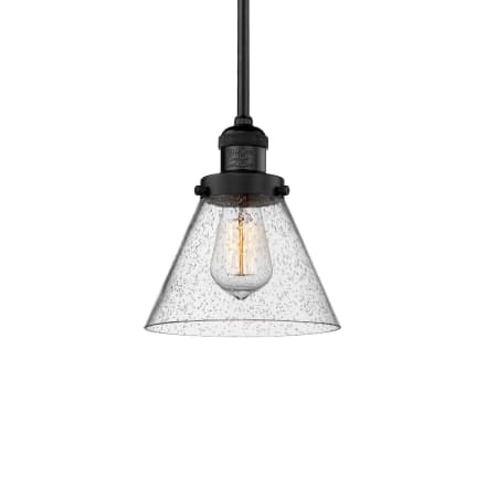 A large image of the Innovations Lighting 201S Large Cone Matte Black / Seedy