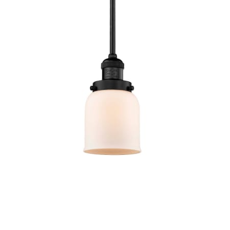 A large image of the Innovations Lighting 201S Small Bell Matte Black / Matte White Cased