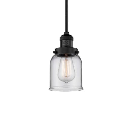 A large image of the Innovations Lighting 201S Small Bell Matte Black / Clear