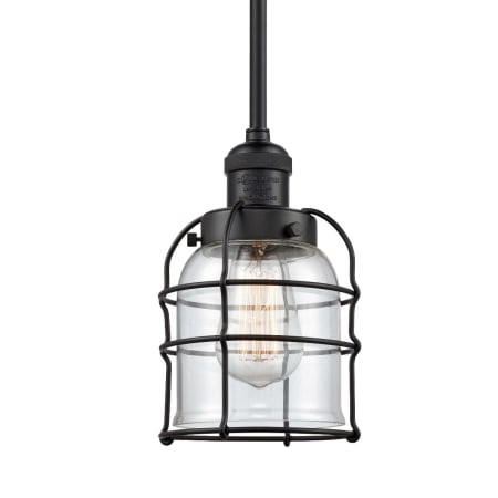 A large image of the Innovations Lighting 201S Small Bell Cage Matte Black / Clear