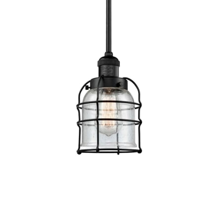 A large image of the Innovations Lighting 201S Small Bell Cage Matte Black / Seedy
