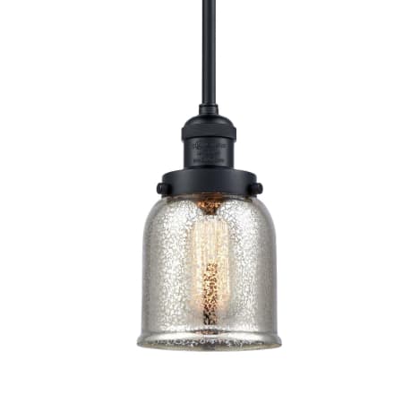 A large image of the Innovations Lighting 201S Small Bell Matte Black / Silver Plated Mercury