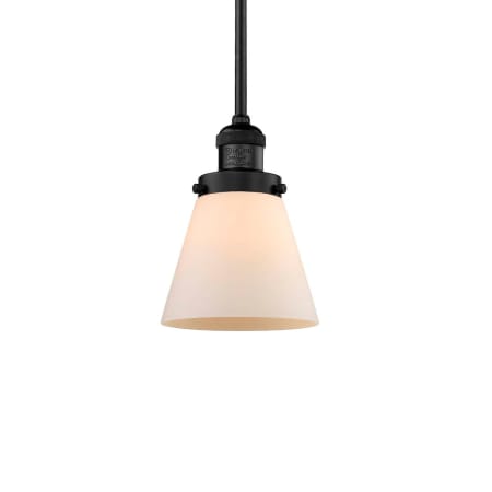 A large image of the Innovations Lighting 201S Small Cone Matte Black / Matte White Cased