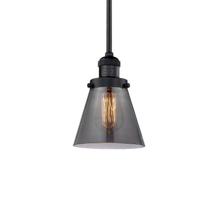 A large image of the Innovations Lighting 201S Small Cone Matte Black / Smoked