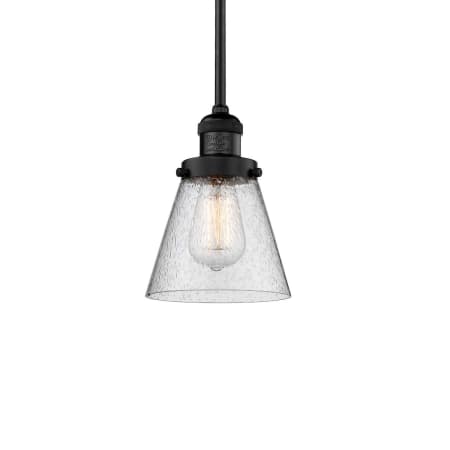 A large image of the Innovations Lighting 201S Small Cone Matte Black / Seedy