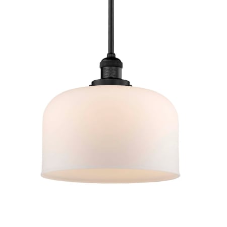 A large image of the Innovations Lighting 201S X-Large Bell Matte Black / Matte White Cased