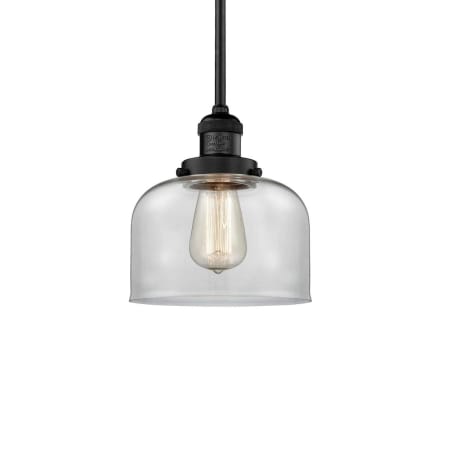 A large image of the Innovations Lighting 201S Large Bell Matte Black / Clear