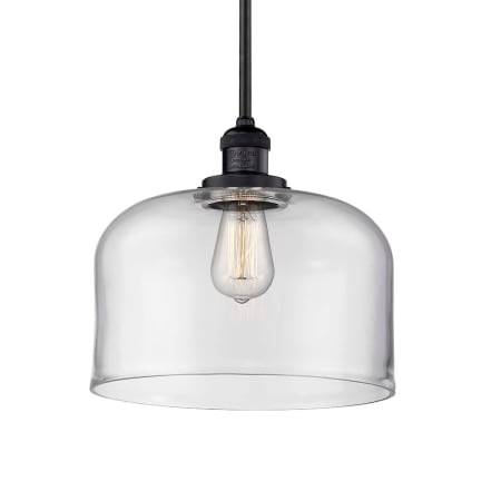 A large image of the Innovations Lighting 201S X-Large Bell Matte Black / Clear