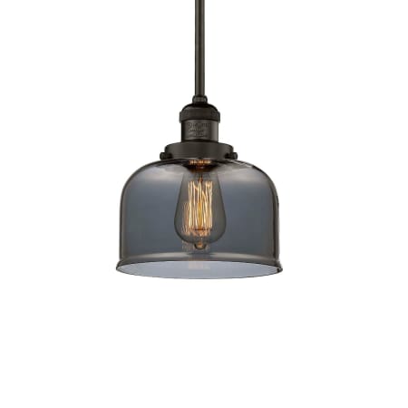 A large image of the Innovations Lighting 201S Large Bell Matte Black / Plated Smoked