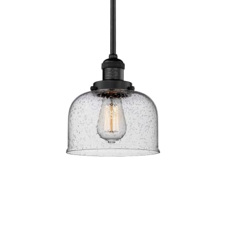A large image of the Innovations Lighting 201S Large Bell Matte Black / Seedy