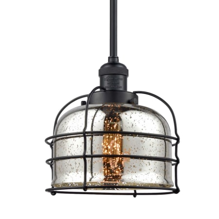 A large image of the Innovations Lighting 201S Large Bell Cage Matte Black / Silver Plated Mercury