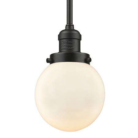 A large image of the Innovations Lighting 201S-6 Beacon Oil Rubbed Bronze / Matte White Cased