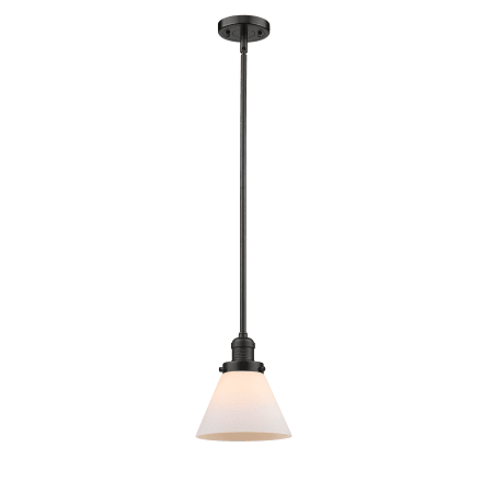 A large image of the Innovations Lighting 201S Large Cone Oiled Rubbed Bronze / Matte White Cased