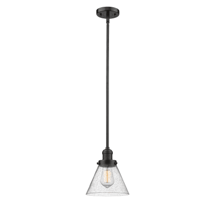 A large image of the Innovations Lighting 201S Large Cone Oiled Rubbed Bronze / Seedy