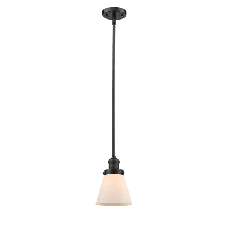 A large image of the Innovations Lighting 201S Small Cone Oiled Rubbed Bronze / Matte White Cased