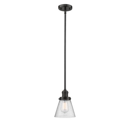 A large image of the Innovations Lighting 201S Small Cone Oiled Rubbed Bronze / Seedy