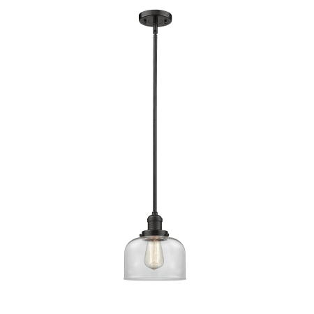 A large image of the Innovations Lighting 201S Large Bell Oiled Rubbed Bronze / Clear