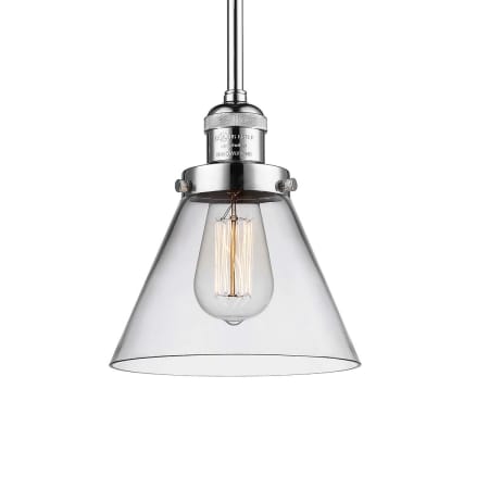 A large image of the Innovations Lighting 201S Large Cone Polished Chrome / Clear