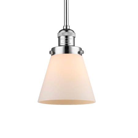 A large image of the Innovations Lighting 201S Small Cone Polished Chrome / Matte White Cased