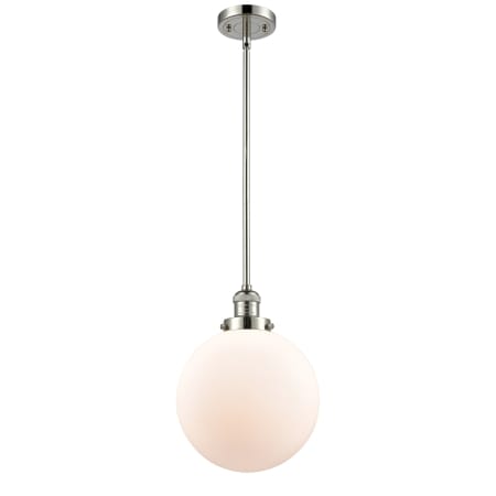 A large image of the Innovations Lighting 201S X-Large Beacon Polished Nickel / Matte White