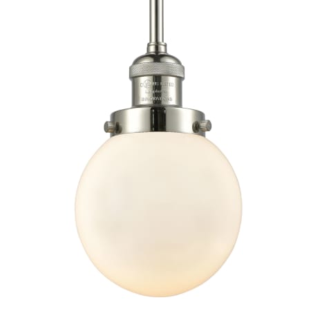 A large image of the Innovations Lighting 201S-6 Beacon Polished Nickel / Matte White Cased