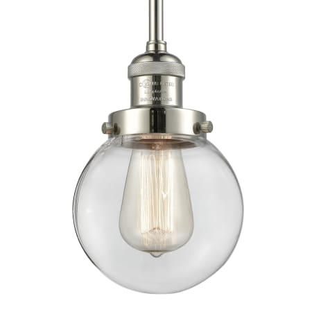 A large image of the Innovations Lighting 201S-6 Beacon Polished Nickel / Clear