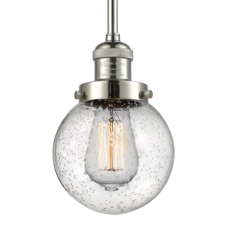 A large image of the Innovations Lighting 201S-6 Beacon Polished Nickel / Seedy