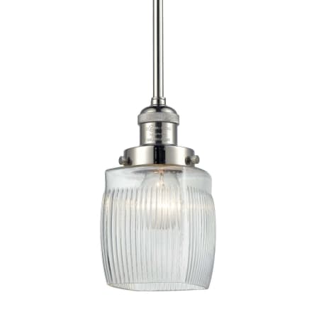 A large image of the Innovations Lighting 201S Colton Polished Nickel / Thick Clear Halophane