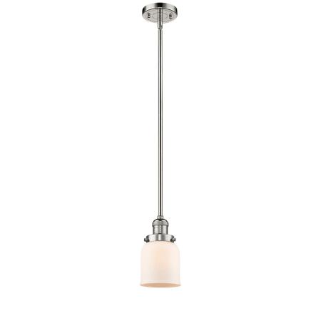 A large image of the Innovations Lighting 201S Small Bell Polished Nickel / Matte White Cased