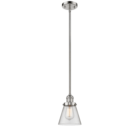 A large image of the Innovations Lighting 201S Small Cone Polished Nickel / Clear