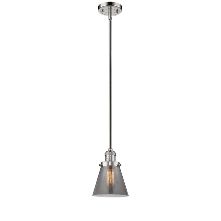 A large image of the Innovations Lighting 201S Small Cone Polished Nickel / Smoked