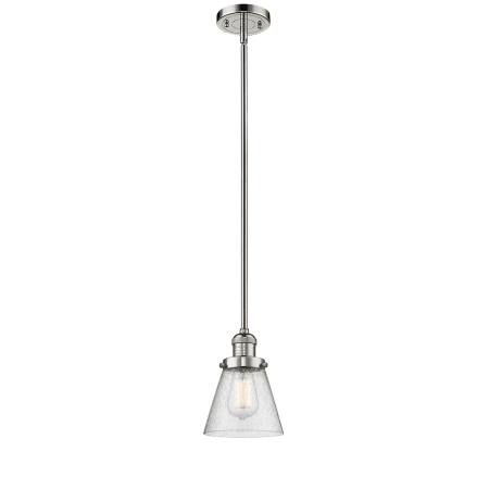 A large image of the Innovations Lighting 201S Small Cone Polished Nickel / Seedy