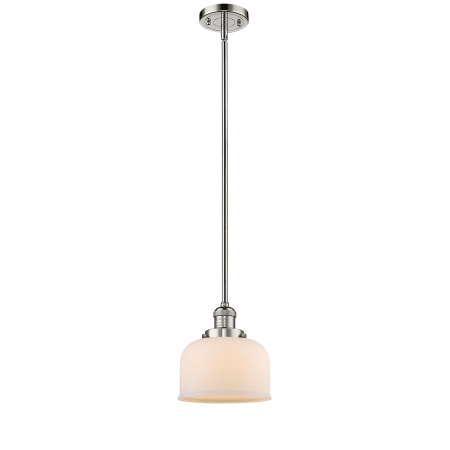 A large image of the Innovations Lighting 201S Large Bell Polished Nickel / Matte White Cased