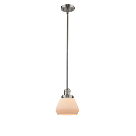 A large image of the Innovations Lighting 201S Fulton Brushed Satin Nickel / Matte White Cased