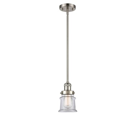 A large image of the Innovations Lighting 201S Small Canton Brushed Satin Nickel / Clear
