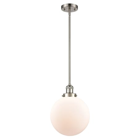 A large image of the Innovations Lighting 201S X-Large Beacon Brushed Satin Nickel / Matte White