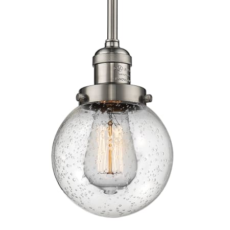 A large image of the Innovations Lighting 201S-6 Beacon Brushed Satin Nickel / Seedy