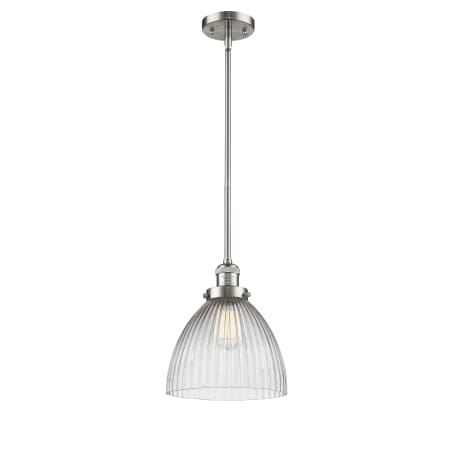 A large image of the Innovations Lighting 201S Pendleton Brushed Satin Nickel / Halophane