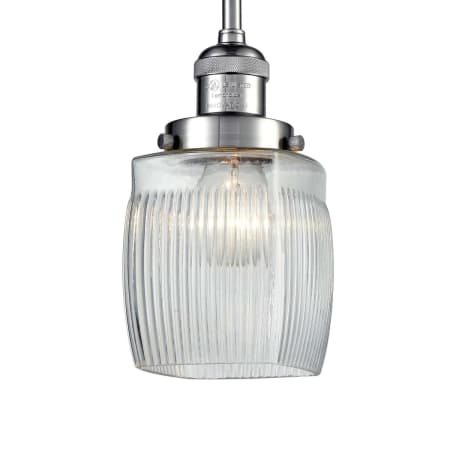 A large image of the Innovations Lighting 201S Colton Brushed Satin Nickel / Thick Clear Halophane