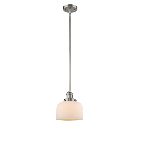 A large image of the Innovations Lighting 201S Large Bell Brushed Satin Nickel / Matte White Cased