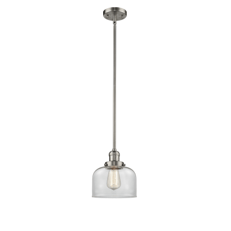 A large image of the Innovations Lighting 201S Large Bell Brushed Satin Nickel / Clear