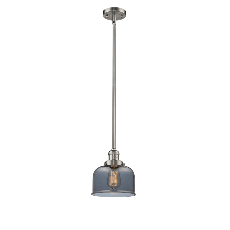 A large image of the Innovations Lighting 201S Large Bell Brushed Satin Nickel / Smoked