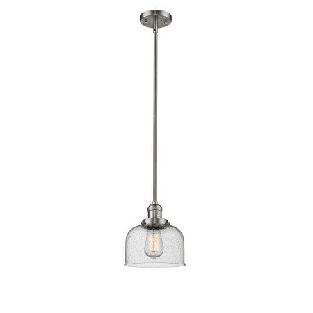 A large image of the Innovations Lighting 201S Large Bell Brushed Satin Nickel / Seedy
