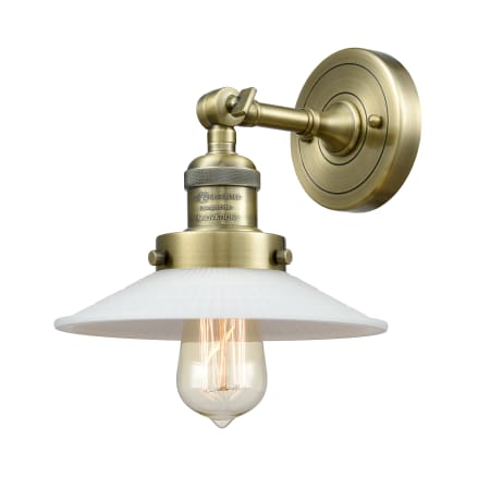 A large image of the Innovations Lighting 203 Halophane Antique Brass / Matte White
