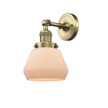 A large image of the Innovations Lighting 203 Fulton Antique Brass / Matte White
