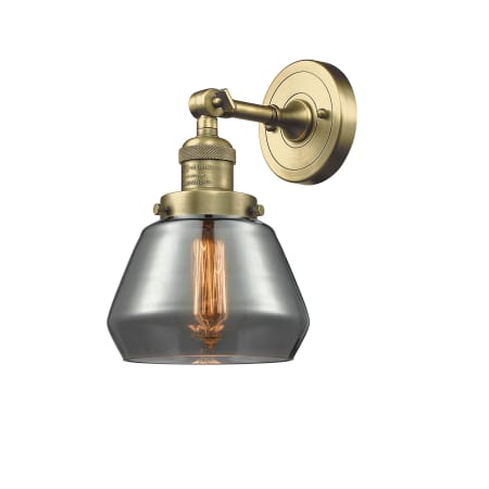 A large image of the Innovations Lighting 203 Fulton Antique Brass / Smoke