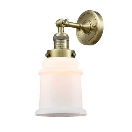 A large image of the Innovations Lighting 203 Canton Antique Brass / Matte White