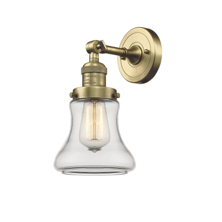 A large image of the Innovations Lighting 203 Bellmont Antique Brass / Clear